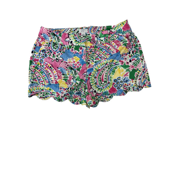 Cottagecore Crown & Ivy Floral Print Shorts Scalloped Hem Colorful Size 8 Shelby - Picture 1 of 8